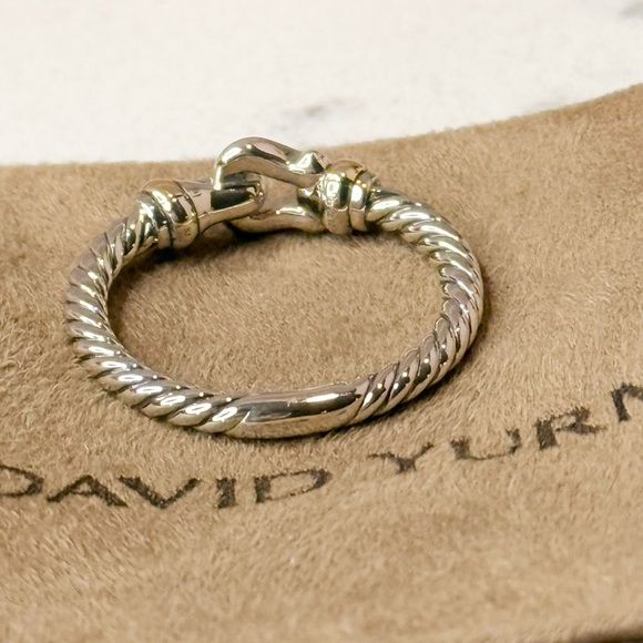 David Yurman Two-Tone Petite Diamond Buckle Ring size 8 1/2 - Picture 4 of 10